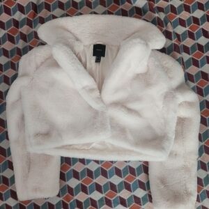 Forever 21 Cream Fuzzy Puffer Jacket